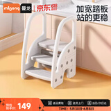 曼龙儿童三阶扶手凳宝宝踩脚凳卫生间防滑台阶凳脚踏凳洗手凳 灰色