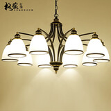 格蕴美式吊灯客厅灯现代简约大气卧室餐厅灯北欧铁艺欧式家用灯饰灯具 10头朝下 (黑描金)*全光谱护眼