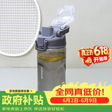 乐扣乐扣（LOCK&LOCK）人鱼线塑料运动水杯夏天便携水壶带刻度提手男女水杯子520ML灰色