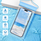 杜路亚亚手机防水袋可触屏游泳深潜水下拍照浴室温泉海边密封高端大手机套 远峰蓝丨8级防水 360°高清拍摄