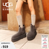 UGG秋季女士休闲舒适纯色厚底雪地靴烟囱时尚切尔西短靴 1134526 GREY | 灰色 38 38码及以下建议拍大一码