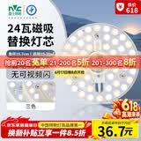 雷士（NVC）LED灯盘吸顶灯替换灯芯灯板磁吸光源灯珠灯泡24W三色3000k-6500k