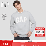 盖璞（GAP）男女装秋款字母logo抓绒圆领卫衣合身上衣美版852079 灰色 L 美码 XL亚洲码185/104A