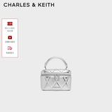 CHARLES&KEITH菱格链条手提斜挎小方包盒子包包女包生日礼物送女友CK2-80782534 CK2-80782534-ASilver银色 小包