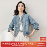 尚都比拉春秋款纯棉牛仔外套短款高级感女装气质休闲百搭上衣 牛仔蓝 XL 