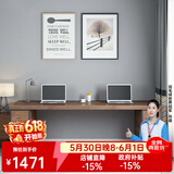 优品元素 实木电脑桌台式家用书桌卧室双人带抽屉主机架办公写字学习桌子 A 款：140*70*75厚5cm（6抽屉）