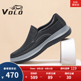 VOLO犀牛父亲节送礼商务休闲皮鞋男士一脚蹬套脚鞋厚底 黑色 40