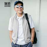 瑞质中年爸爸夏装马甲轻薄透气中老年人夏季宽松单层马夹老人爷爷坎肩 都市灰 XL