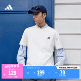adidas情侣休闲纯棉上衣圆领短袖T恤男女夏季阿迪达斯官方轻运动   米白   3XL