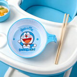 五和（WUHE）辅食碗儿童餐具宝宝吃饭碗卡通带手柄婴幼儿碗耐树脂食品级防烫 哆啦A梦单柄碗400ML