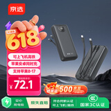 京选京东自有品牌【3C认证可上飞机】充电宝20000毫安30W双向快充电源黑色款适用苹果华为小米兼容30W