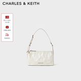 CHARLES&KEITH褶皱手提斜挎小方包腋下包女士生日礼物CK2-80160183 CK2-80160183Cream奶白色 S
