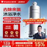 惠尔顿（WHEELTON）花洒过滤器沐浴净水器洗澡家用厕所浴室自来水喷头滤水器高效除余氯淋浴过滤器婴儿护肤 一机三芯