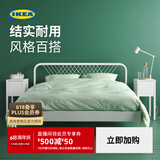 宜家（IKEA）NESTTUN奈斯顿铁艺床铁床床架双人床加厚简约卧室出租房 床架白色/朗塞特1.5x2m(不含床垫)