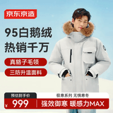 京东京造进口极寒95鹅绒服羽绒服男外套女冬季新款中长款 冰川灰 XL