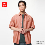 优衣库棉麻衬衫/短袖男装女装衬衣26春夏新款482502 26 橙红色 M