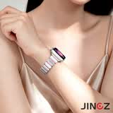 JINGZ品牌原装适用苹果手表s11表带金属apple watch s10磁吸iwatch s9小蛮腰8硅胶女士款不锈钢se夏通勤 新款小蛮腰【星光粉】实心不锈钢 · 液态硅胶 适用iwatch S11/S10【42MM表盘】