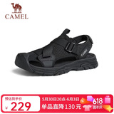 骆驼（CAMEL）户外休闲魔术贴包头洞洞沙滩运动凉鞋男 G14M076677 夜黑色 42