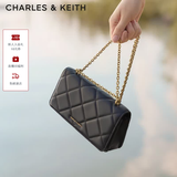 CHARLES&KEITH质感菱格链条小方钱包女包包女包生日礼物送女友CK6-10680924 Black黑色 XS