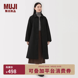 MUJI 女式 蓬松棉服立领大衣 外套女款冬装长款冬季女装棉衣衣服 黑色 XL (165/92A)