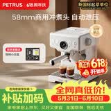 柏翠(petrus) 【价低达播95折】咖啡机意式浓缩家用小型半自动蒸汽打奶泡PE3833海盐小方