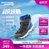 Skechers斯凯奇儿童绒绒靴雪地靴保暖男童棉鞋防寒加绒高帮女童靴660092L 男童/黑色/蓝色/BKBL 35