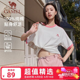 骆驼（CAMEL）迪丽热巴同款纯柔棉T神宽松男女短袖t恤 C35BAXLN056A 樱桃粉 XS