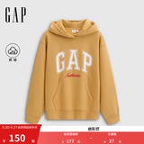 盖璞（GAP）女装春款撞色Logo宽松抓绒套头连帽衫卫衣上衣792499 黄色 M (165/88A) 亚洲尺码
