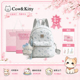 COW&KITTY2026新款印花高颜值双肩包女士休闲上课通勤背包轻便百搭美爆了 蓝色中号【赠礼盒礼袋+挂件】