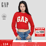 盖璞（GAP）男女装秋款字母logo抓绒圆领卫衣合身上衣美版852079 红色 XL 美码 2XL亚洲码185/108A