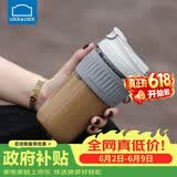 乐扣乐扣（LOCK&LOCK）咖啡杯耐热玻璃水杯子男女学生便携式双饮吸管杯随手杯500ML灰色