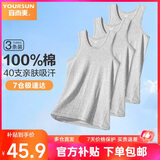 宜而爽【100%全棉 3件装】背心男士罗纹纯棉运动打底内衣