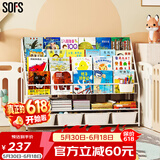 SOFS儿童书架绘本架简易落地宝宝小书柜铁艺幼儿置物架书本玩具收纳架 XXL码 (4+2)层 4盒