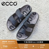 爱步（ECCO）拖鞋男 魔术贴勃肯鞋男士男鞋凉鞋外穿一字带拖鞋 科摩500904 黑色50090401001 40