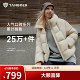 坦博尔泡芙连帽羽绒服女短款韩版面包服小个子秋冬外套TBF530360D 知春米 S (160)（建议体重110斤-120斤）