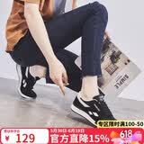 ZHR休闲鞋女精选牛皮舒适百搭女鞋 经典INS潮拼色运动鞋女 韩版时尚轻便透气鞋子女 AK60 黑色 35