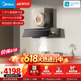 美的（Midea）【蒸汽洗AK7PRO价保618】抽吸排油烟机顶侧一体28大吸力QD529双边定时灶天然气套装