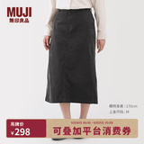 MUJI 女式 弹力灯芯绒 窄裙 长半身裙 裙子女装女款 25年冬季BE1XWA5A 深灰色 M （160/66A）