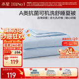 水星家纺夏凉被双人空调被子夏季可机洗裸睡薄被子夏被芯200cm×230cm蓝