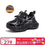 骆驼（CAMEL）银月户外复古老爹鞋厚底休闲鞋 L24A283742R 黑/银(加绒) 37