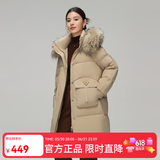 雪中飞【貉子大毛领】新款连帽中长款女士羽绒服大口袋保暖防寒休闲 香槟色|8859 M 165/88A