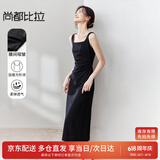 尚都比拉法式高级感连衣裙女秋季赫本风长款气质A字裙抽褶收腰显瘦背带裙
