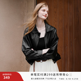香影美拉德咖色皮衣女短款2026春季新款复古翻领pu皮机车夹克外套 黑色 S