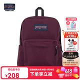 JANSPORT杰斯伯双肩包女学生旅行包26L旅行轻便透气书包男背包 4QUTA0A深紫酒红-侧边袋