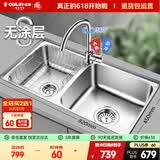 欧琳（OULIN）厨房水槽0涂层SUS304不锈钢洗菜盆洗碗池大双槽洗菜池左右可选