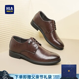 海澜之家HLA皮鞋男士父亲节礼物商务正装德比鞋HAAPXM3EBH164 棕色增高40