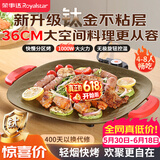 荣事达（Royalstar）电烤盘烤肉锅电烧烤炉家用多功能锅1000W不粘钛涂层韩式烤肉烤盘轻烟少油方形烤肉机RS-JK10A(Ti)