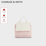 CHARLES&KEITH时尚拼色编织双肩背包女生日礼物送女友CK11-60782356 粉红色Pink R