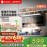 优盟（UM）顶侧双吸油烟机大吸力7字型抽油烟机自动清洗 家用爆炒超薄脱排免拆自清洁 家电以旧换新M06 [基础款]26大吸力+巨幕大灯+免拆热清洗M06 免费拆旧 专业安装