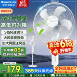 格力（GREE）电风扇家用大风量落地扇立式节能电扇客厅卧室宿舍摇头定时空气循环风扇台地两用排气扇空调伴侣 【白色】金属网罩 强风劲凉 可升降经典款 4012